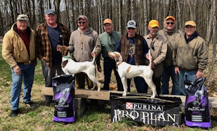 The Winners. From left: Mike Husenits, Dave Hughes, Mark Hughes with Double Deuce Zeke, Jim Winnen (judge); Chris Catanzarite with Backcountry Missy, John McKellop (judge); Norm Meeder, and Joe Camissa